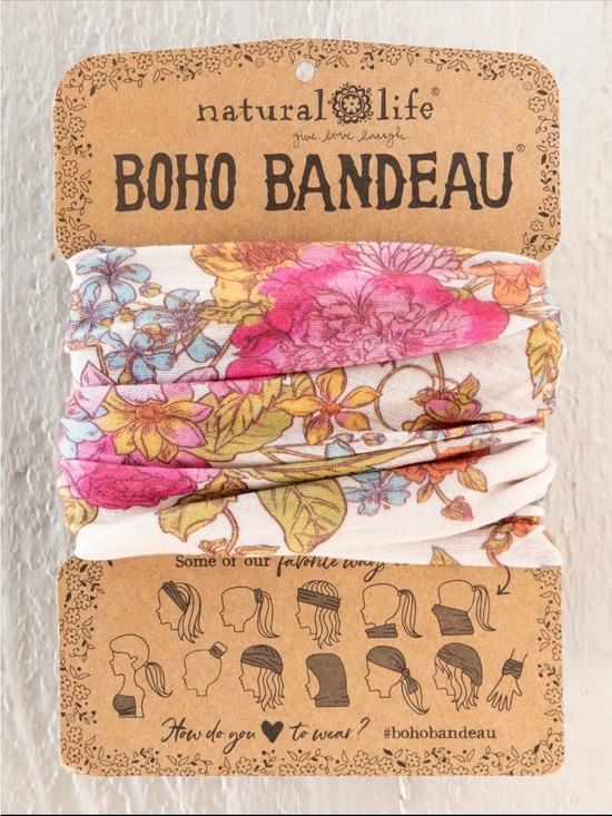 NATURAL LIFE Accessories - NATURAL LIFE Floral Boho Bandeau Headwrap - Pink, Yellow & Blue #211